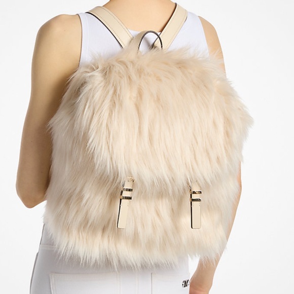 Michael Kors Handbags - MICHAEL KORS Quinn Medium Flap Faux Fur Backpack
Natural 
NWT 

Live Style